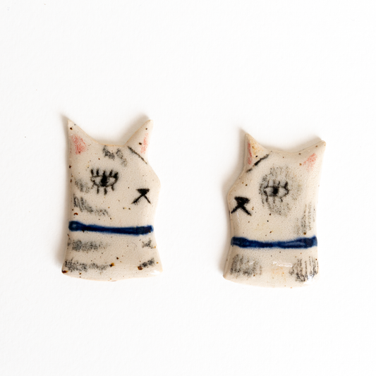 Striped Cat Ceramic Pin