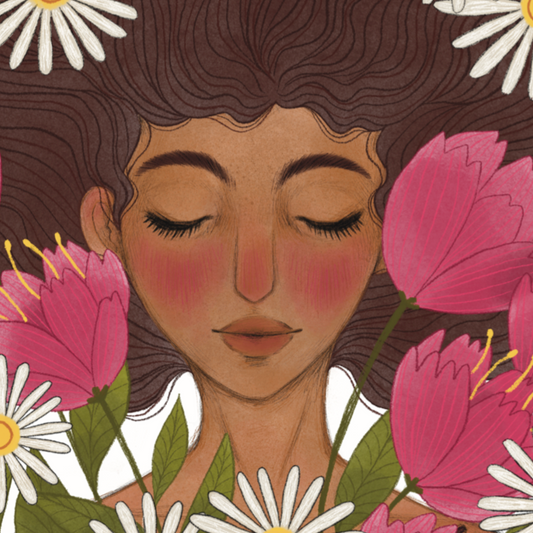 Pink Flower Girl Art Print