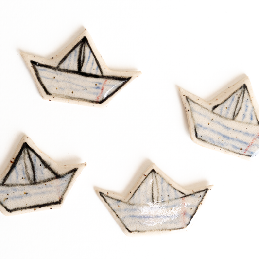Paper Boat Ceramic Pin