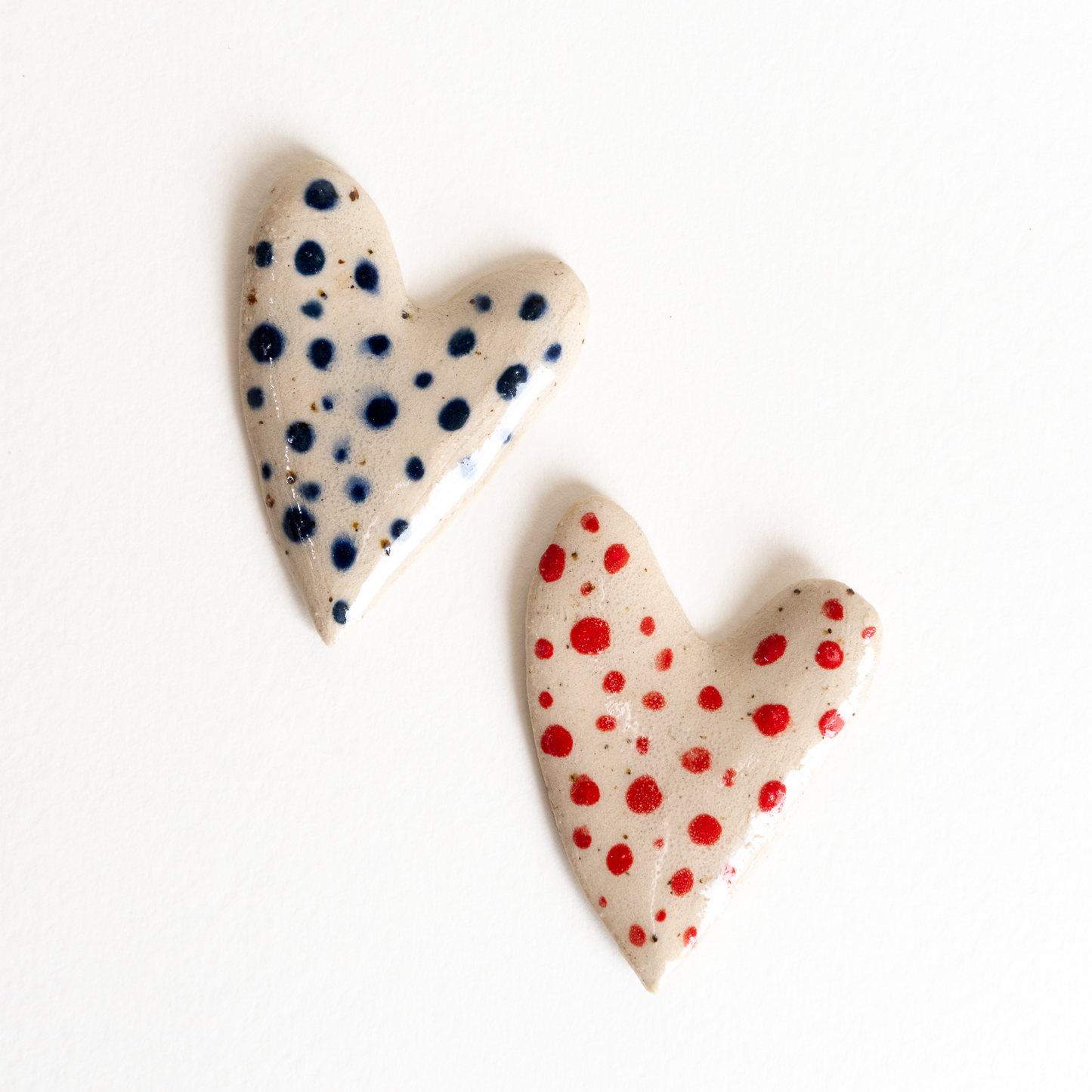 Polka Dot Heart Ceramic Pin