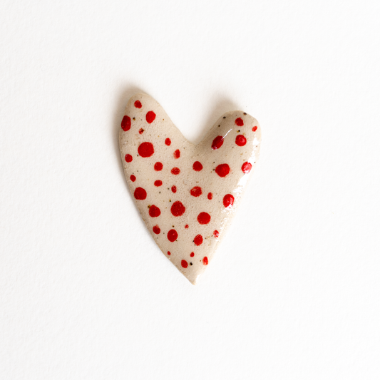 Polka Dot Heart Ceramic Pin