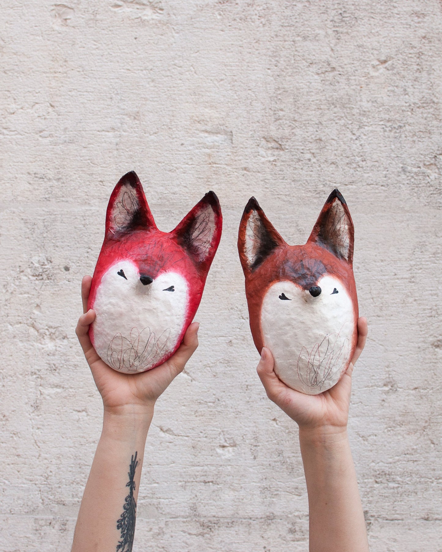 Testa di volpe in cartapesta