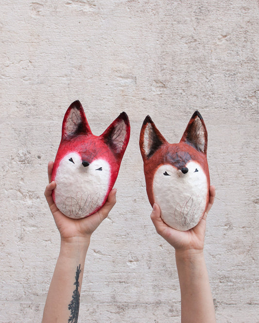 Testa di volpe in cartapesta
